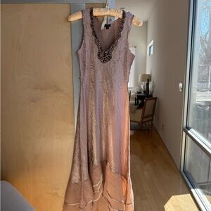 Komarov Dusty Creamy Pink  High Low Layered Dress